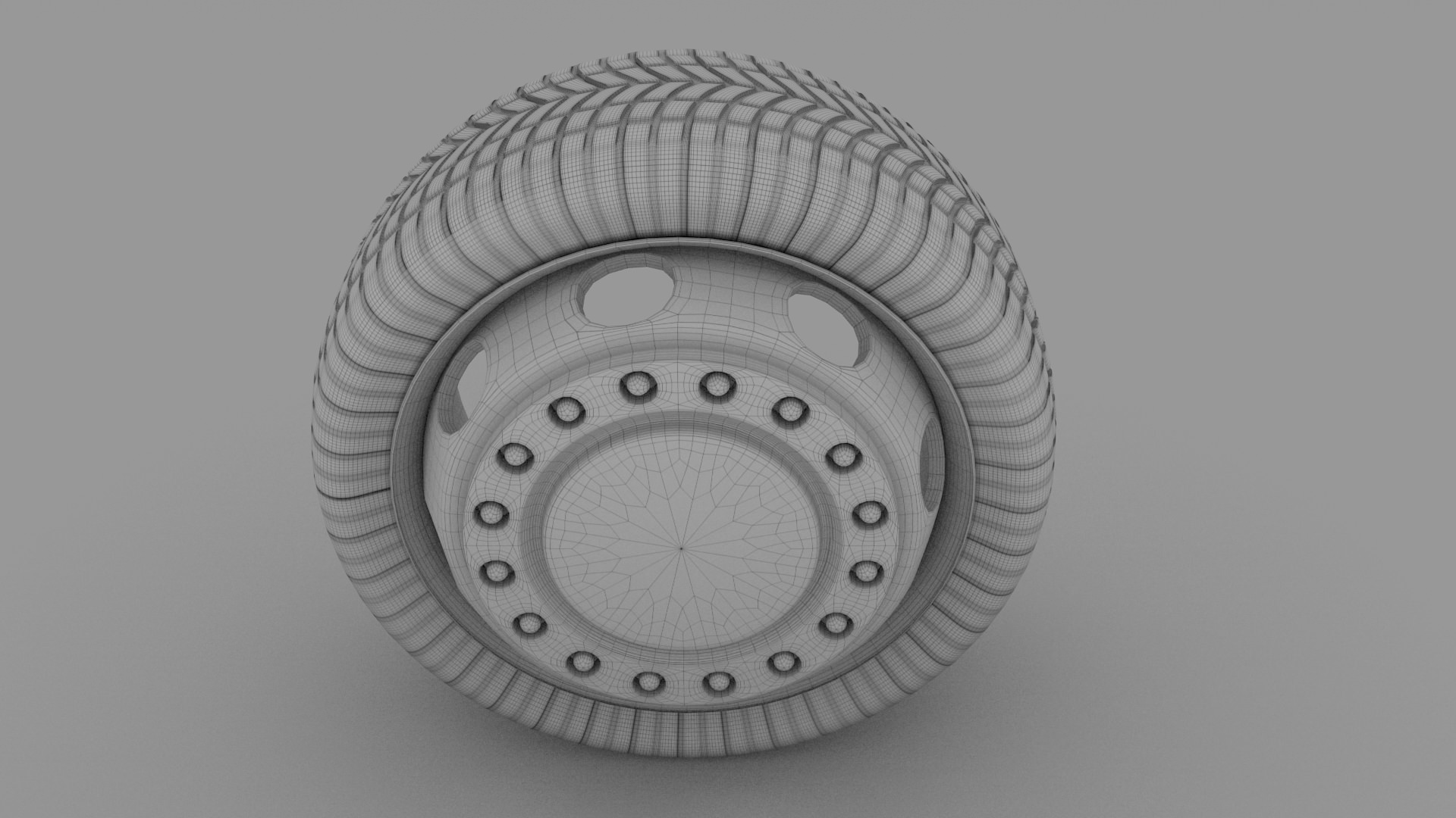 Truck Bus Wheel Low-poly 3D model_4