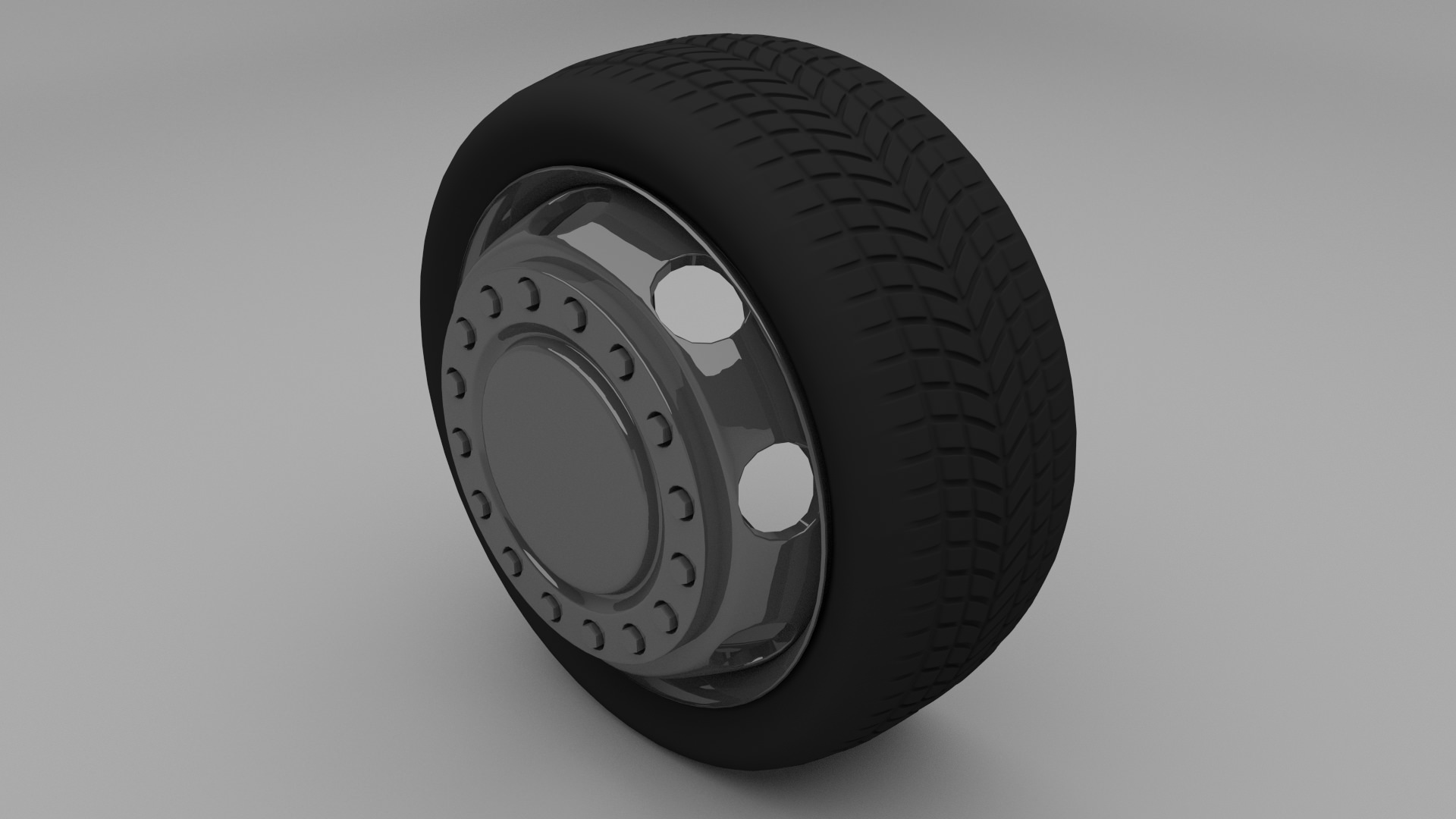Truck Bus Wheel Low-poly 3D model_1