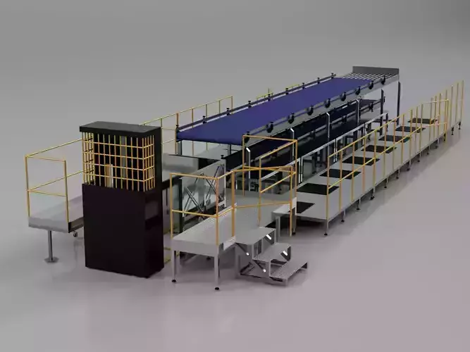 Industrial Factory Scene Conveyor Belts 3D model