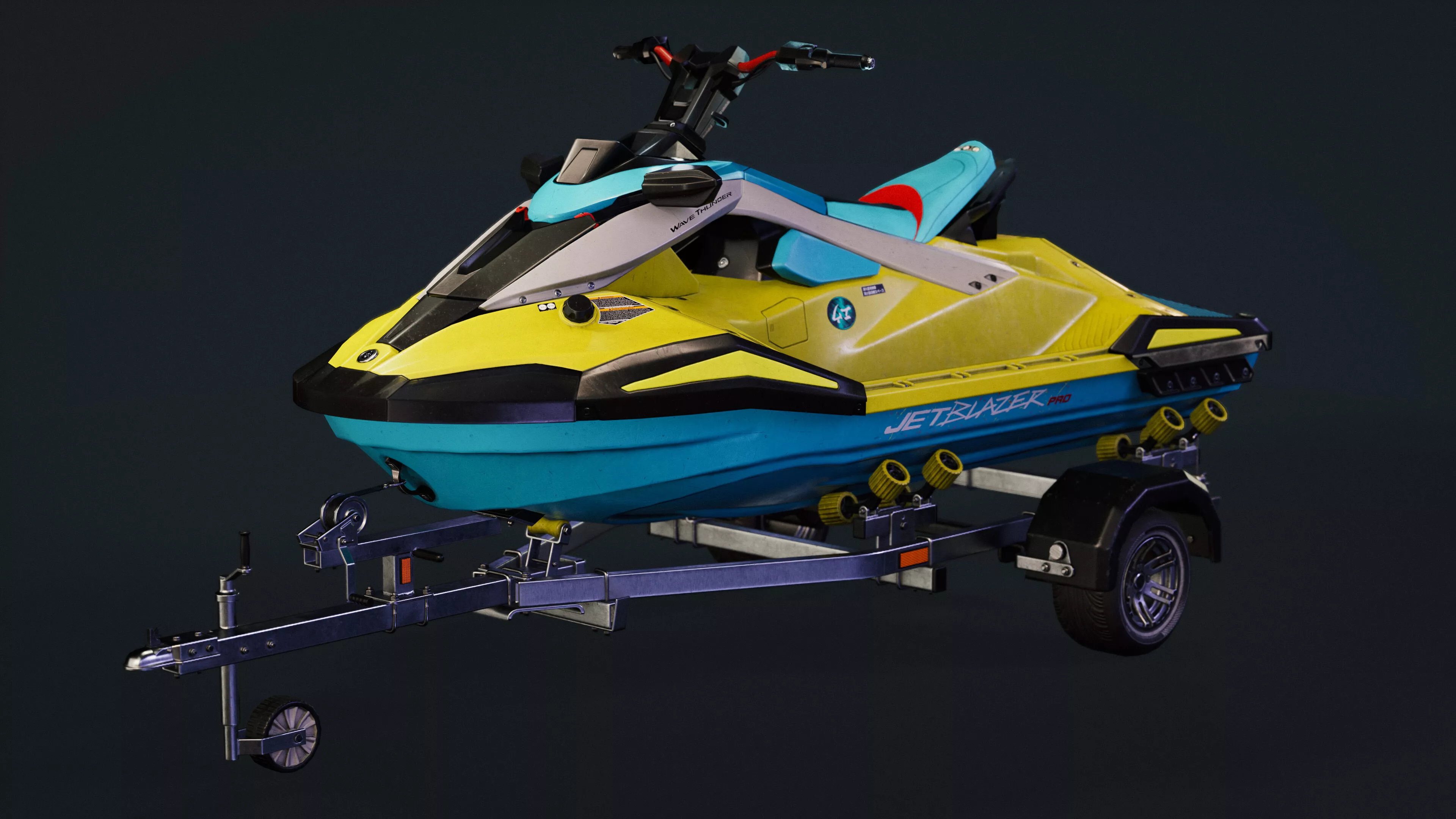 Jet Ski - UE5 Rigging and Skinning Low-poly 3D model