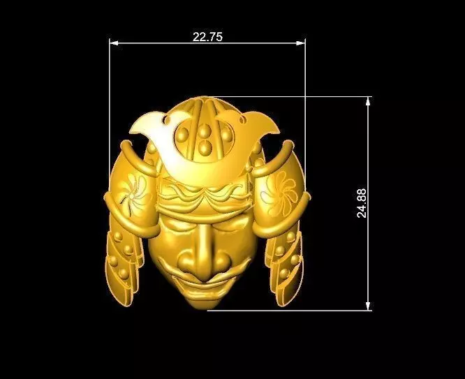 TJ 51 3D Golden Samurai For Ring Pendant Watch Decor 3D print model_0