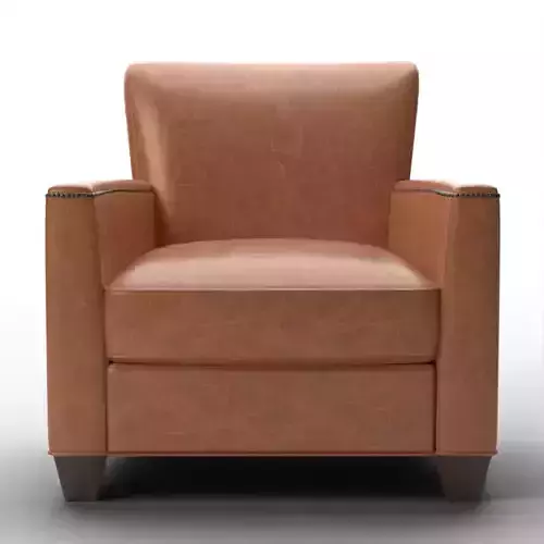 Irving Square Arm Leather Armchair with Bronze Nailheads