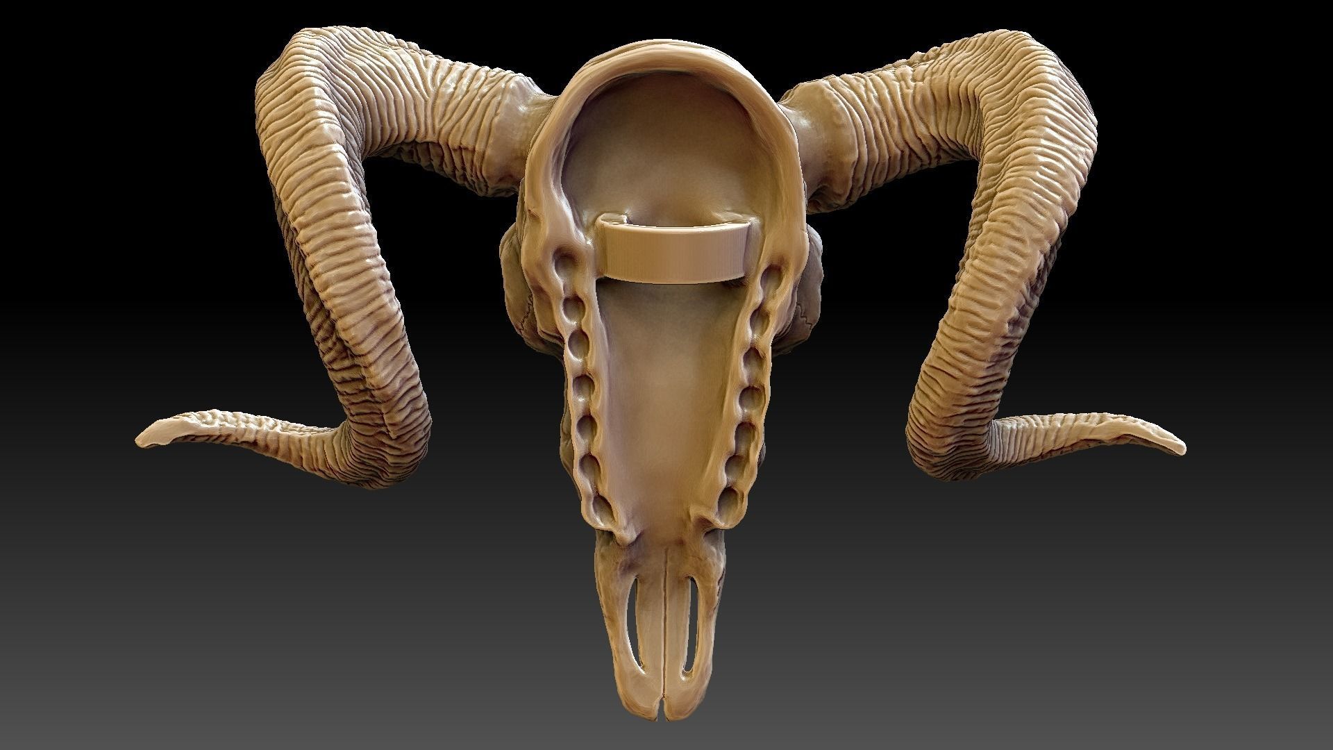 Ram Skull Pendant 3D print model_4