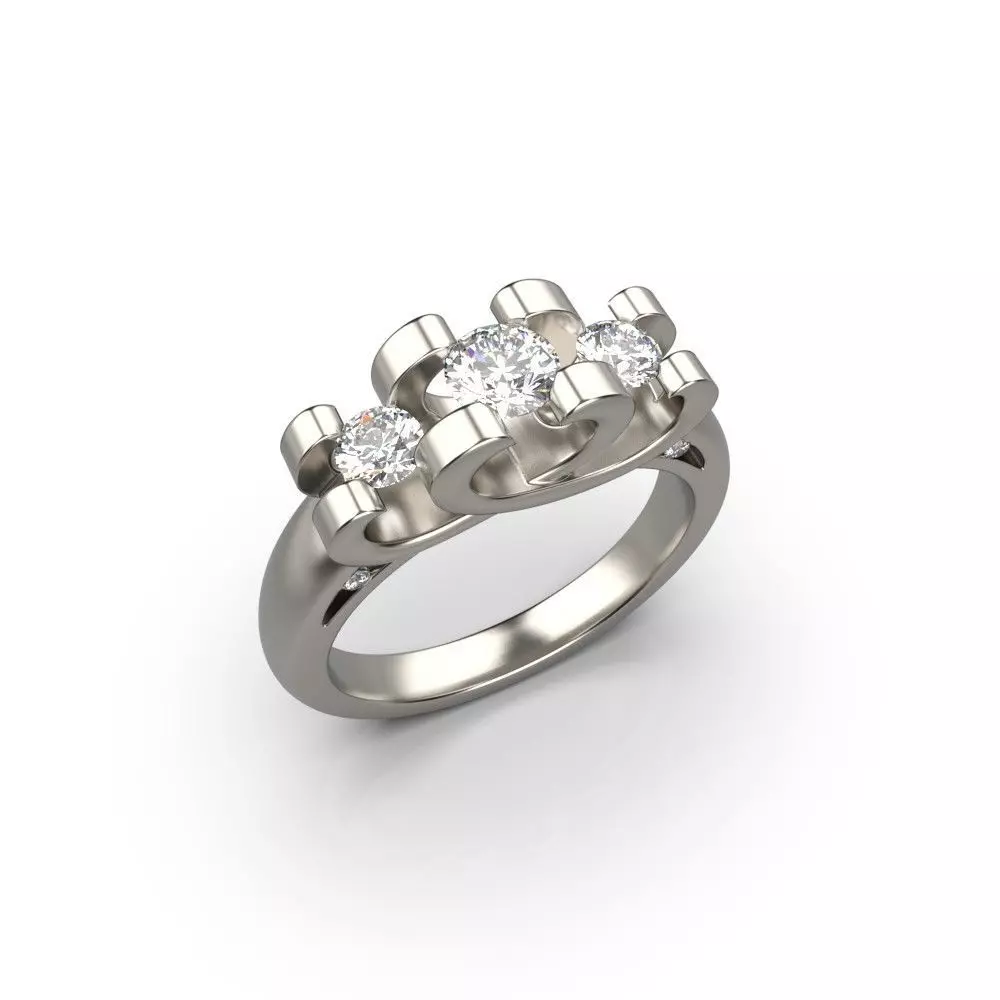 Diamond Three Stone ring Free Free 3D print model