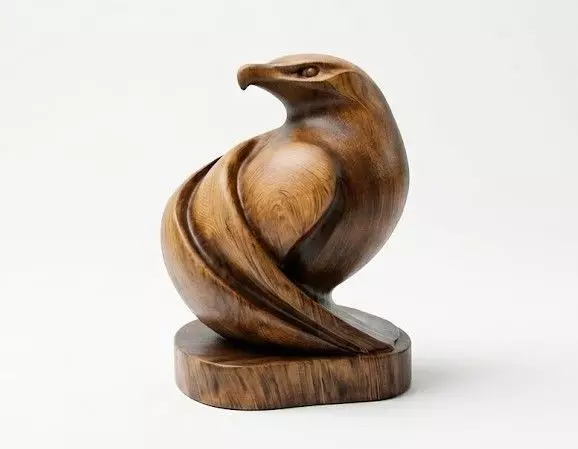 Wood Eagle Statue Stylized Falcon 3D Print Ready 3D print model