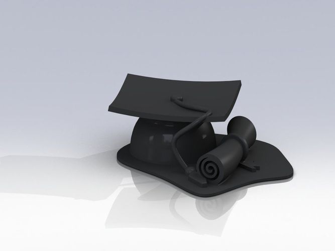 Gradution cap with diploma 3D print model
