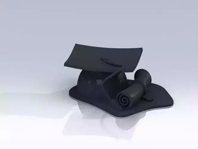 Gradution cap with diploma 3D print model