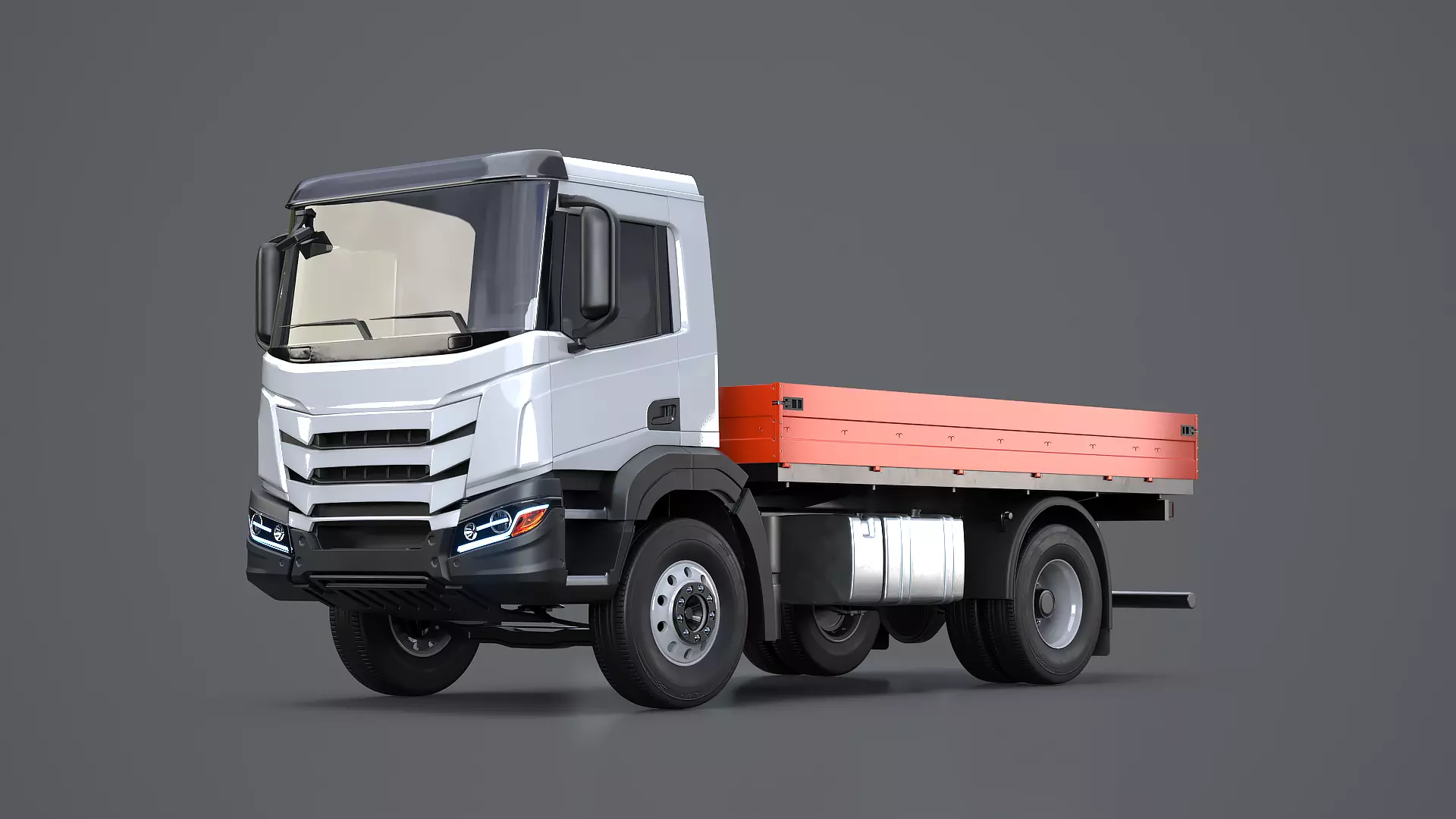Realistic Flatbed Truck 3D model