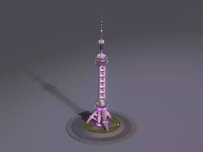 Shanghai Pearl Tower - Landmark Building Low-poly 3D model
