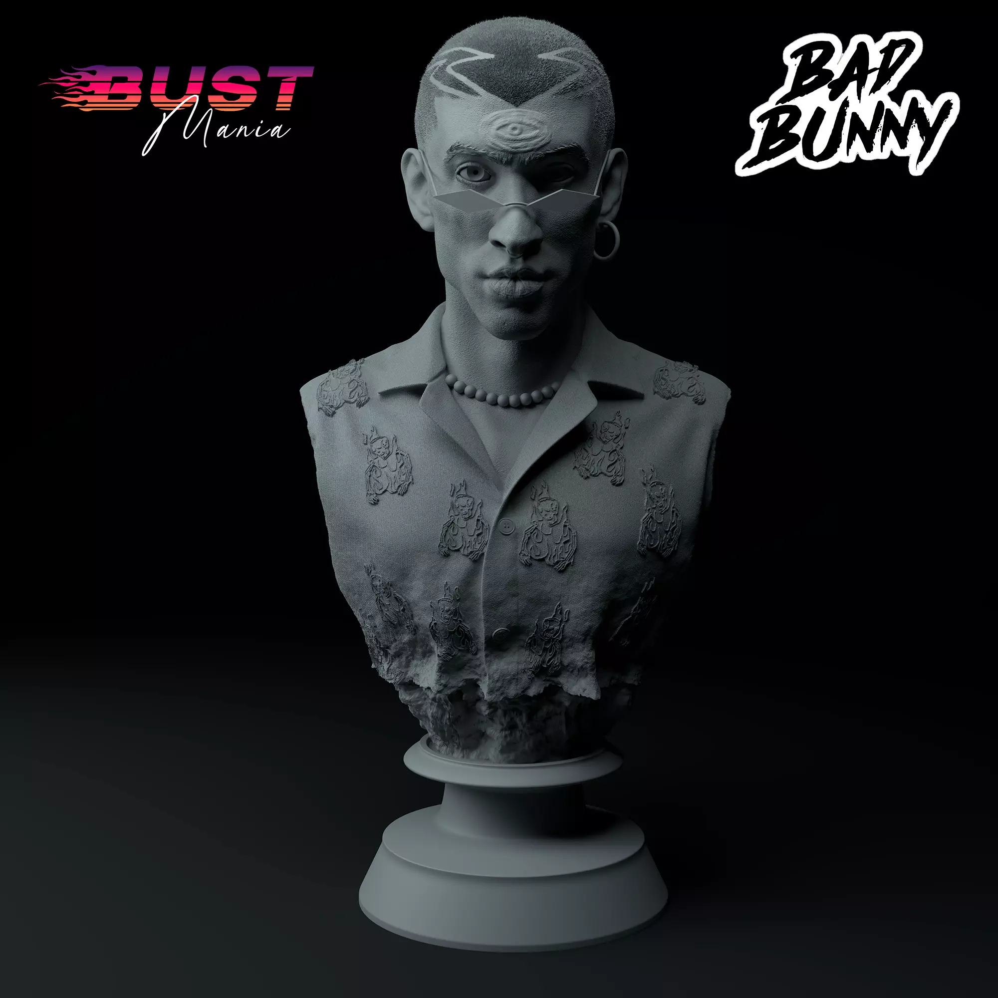 Bad Bunny Third Eye Edition Premium 3D Bust STL 3D print model