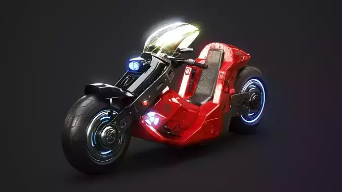 Futuristic Cyberpunk Motorcycle Sci-Fi Bike Neon City Low-poly 3D model