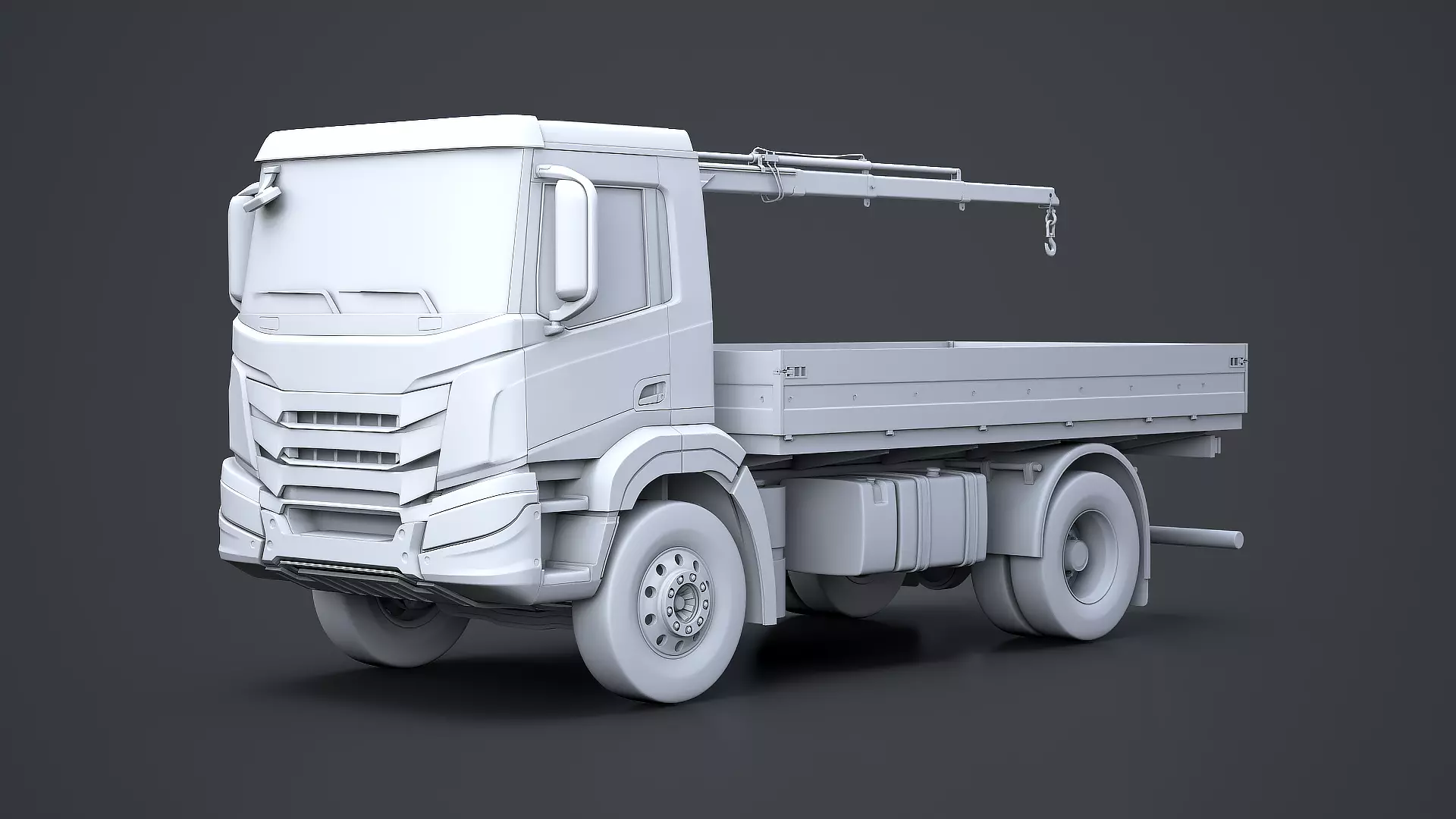 Flatbed Truck with Loader Crane No Textures 3D model