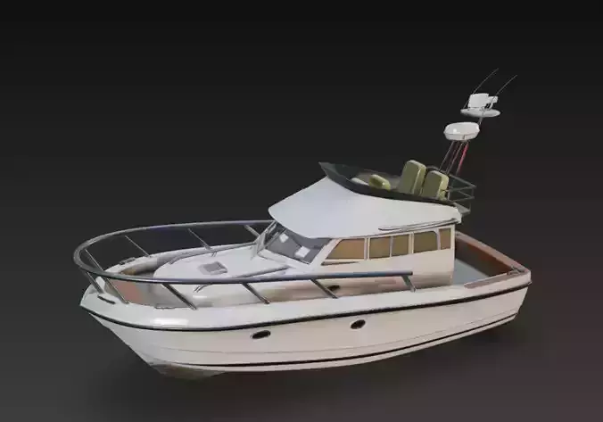 Luxury Cabin Cruiser Yacht Exterior Marine Vehicle 3D Model