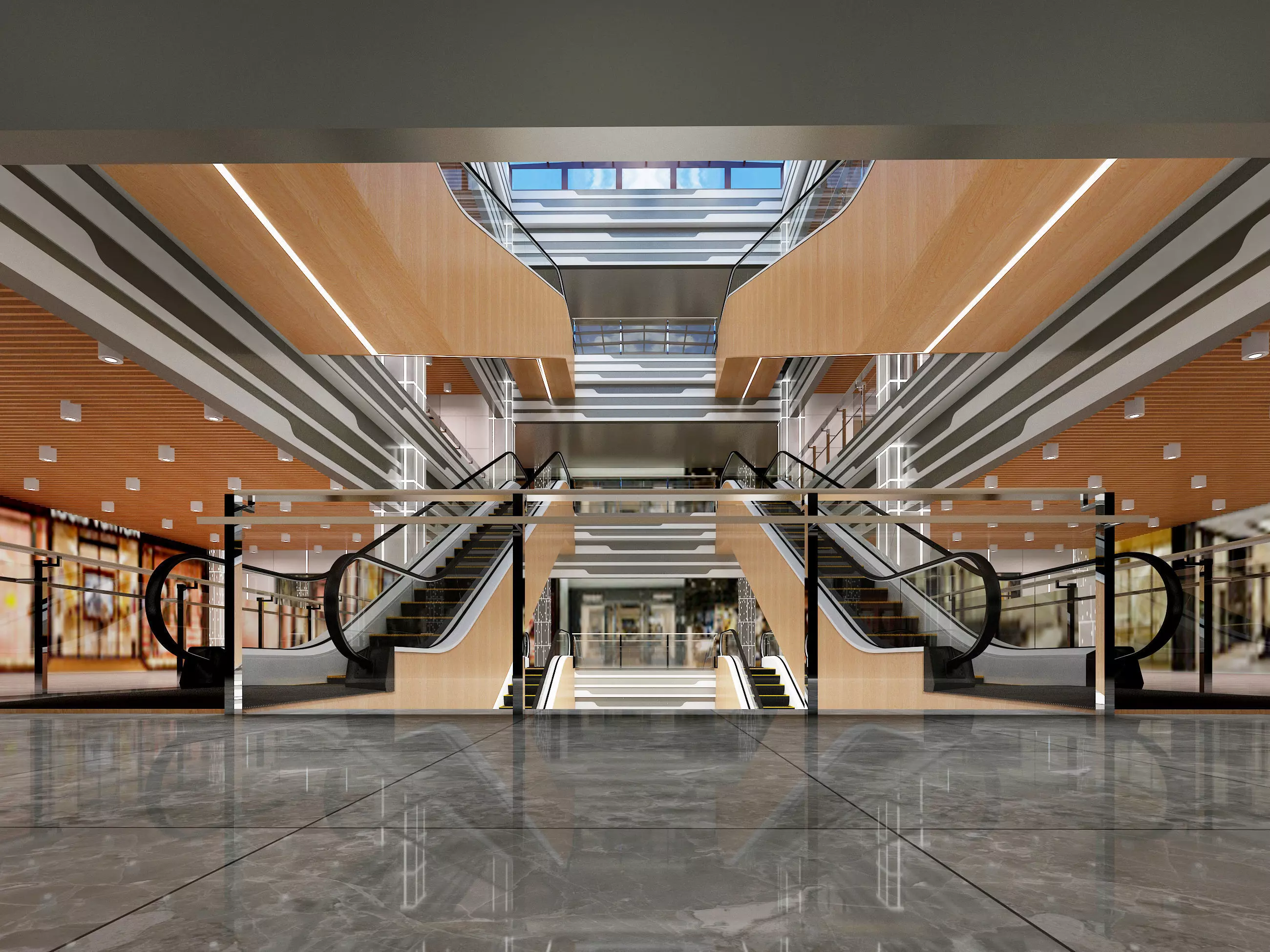 Shopping Mall interior Low-poly 3D model