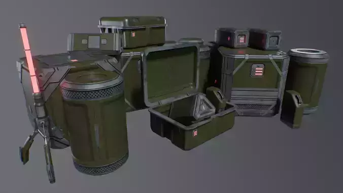 Sci-Fi Logistics Prop Pack Low-poly 3D model