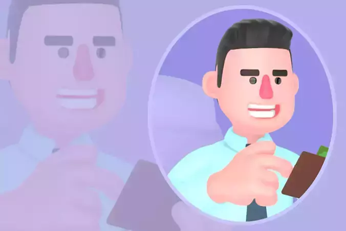 Stylized 3D Male Financial Analyst Character - Wallet Check Pose 3D model
