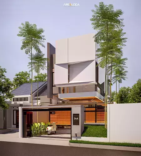 3D Model Modern Minimalist White Box House Contemporary Style 3D model 4