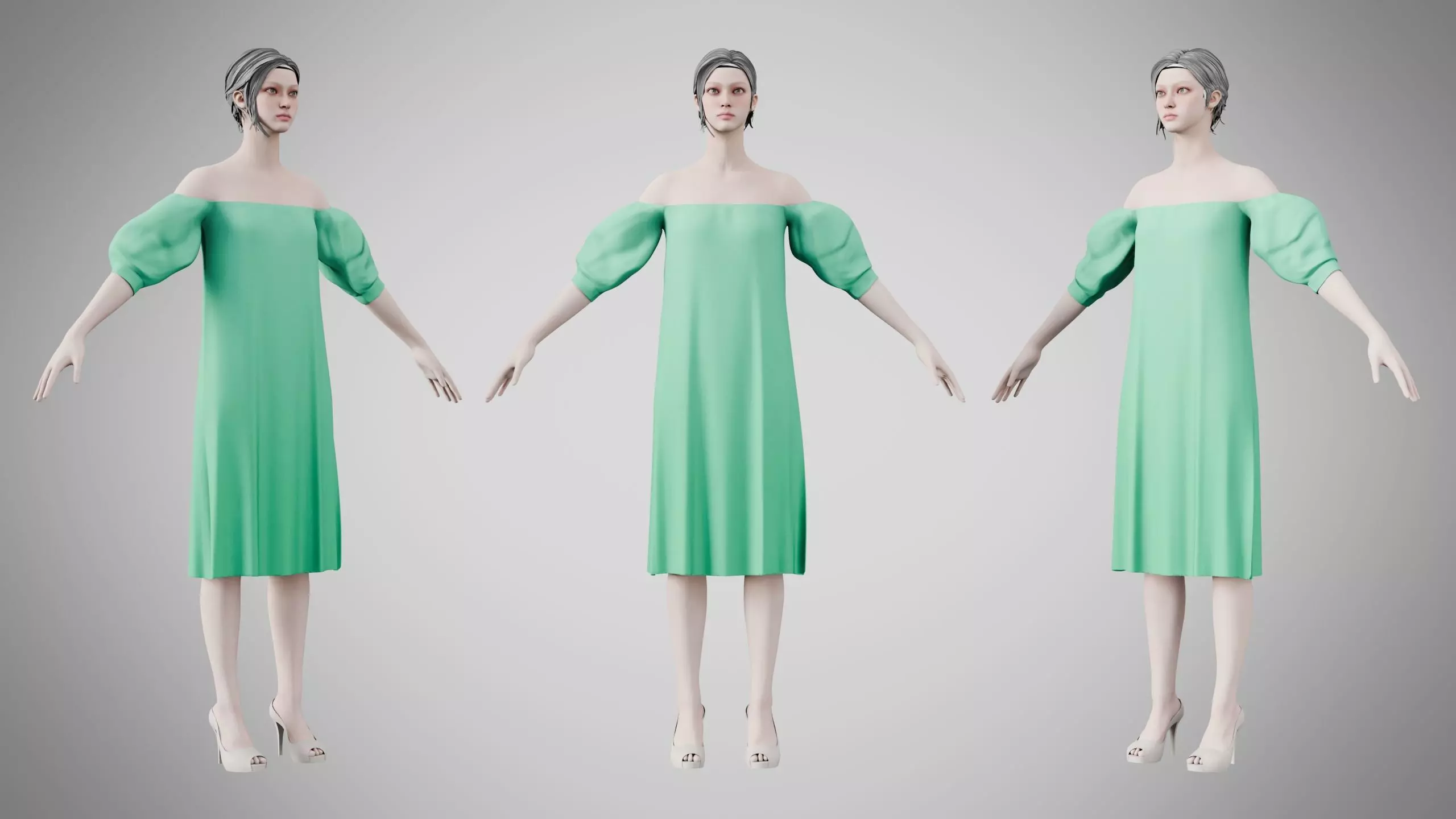 Dress 15 Medium Aquamarine Low-poly 3D model
