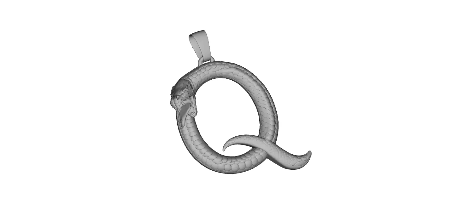 High-Detail Snake Letter Q Pendant Premium Sculpted Model 3D print model