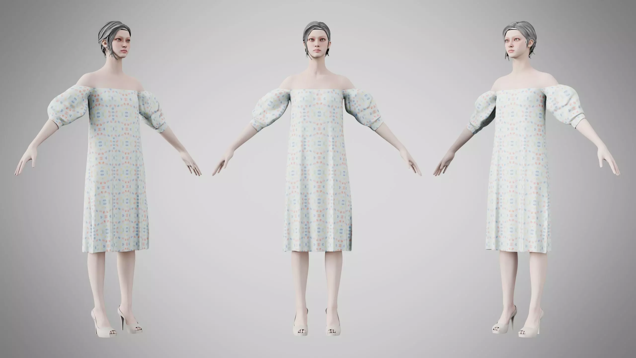 Dress 15 Aqua Meadow Mosaic Low-poly 3D model