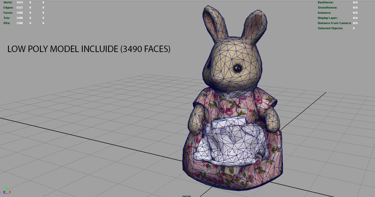 Rabbit Mother Low-poly 3D model_14