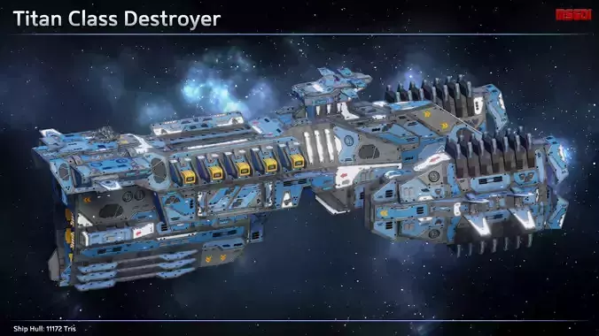 Spaceship Destroyer Titan Low-poly 3D model