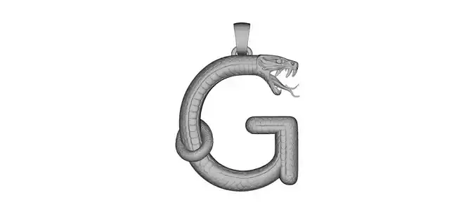 High Detail Snake Letter G Pendant Sculpted 3D Print Model 3D print model
