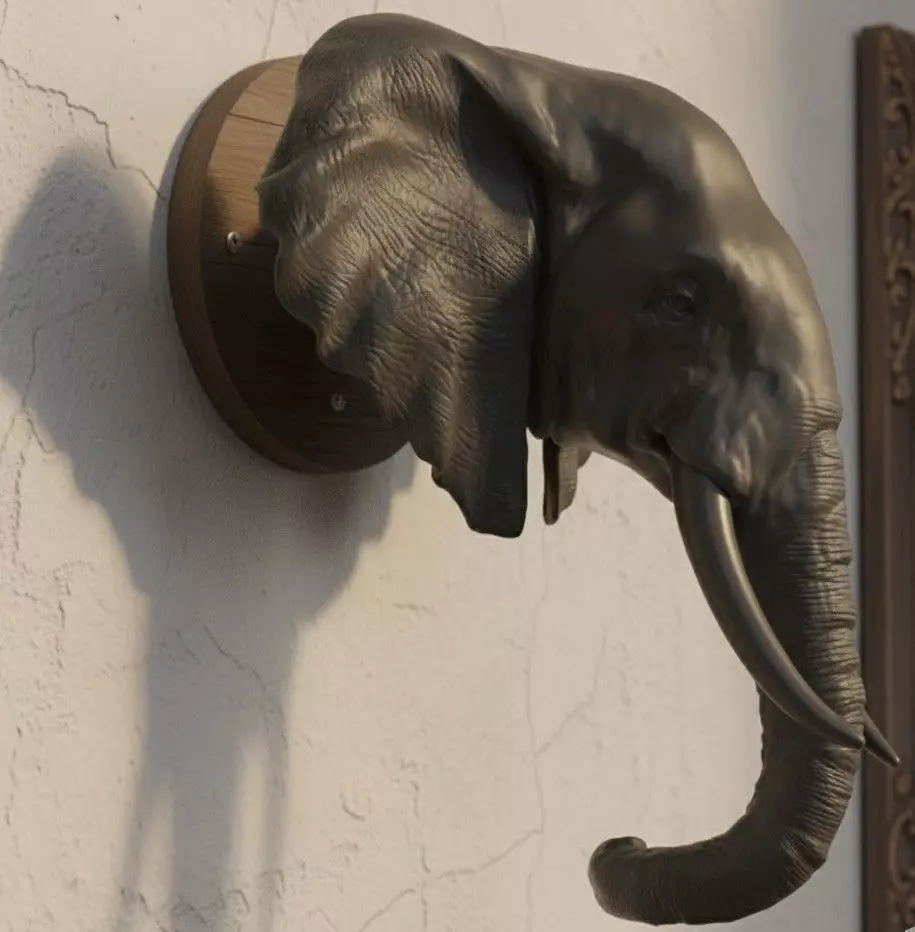 Majestic African Elephant - Realistic Wall Mounted Sculpture 3D print model