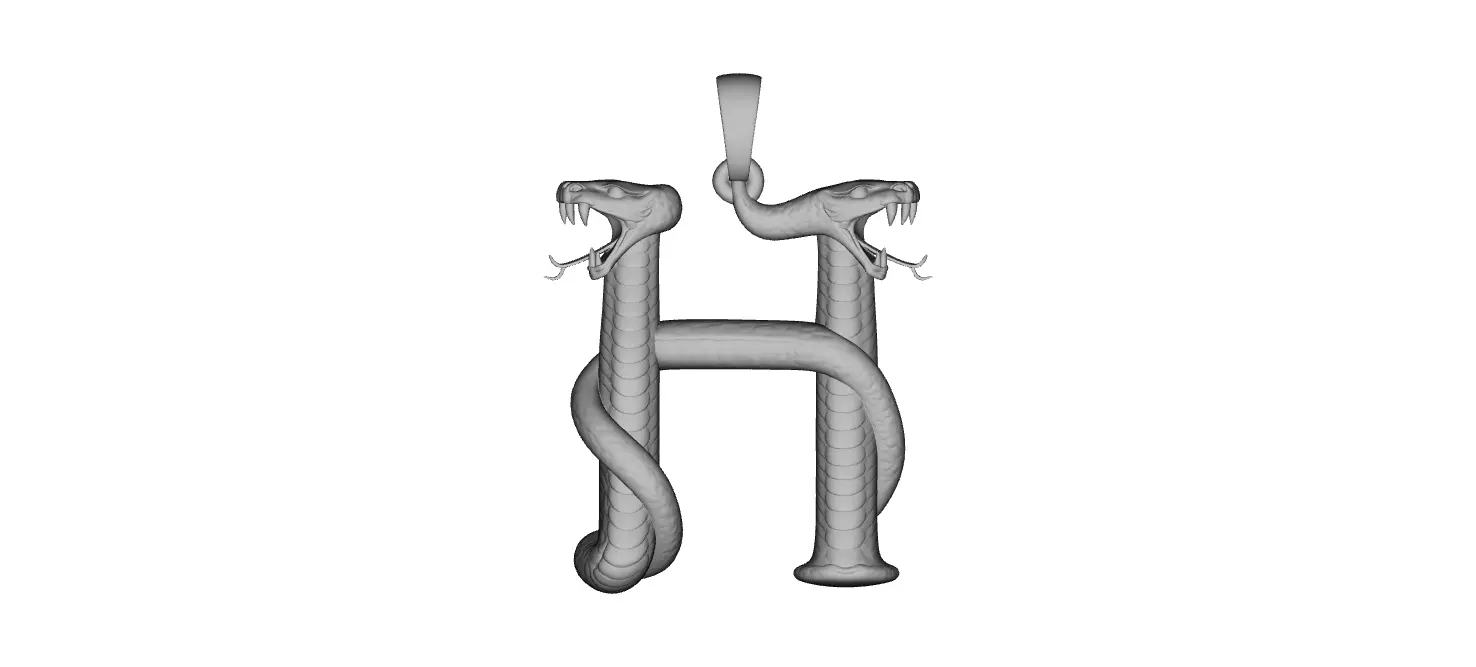 High Detail Snake Letter H Pendant Sculpted 3D Print Model 3D print model