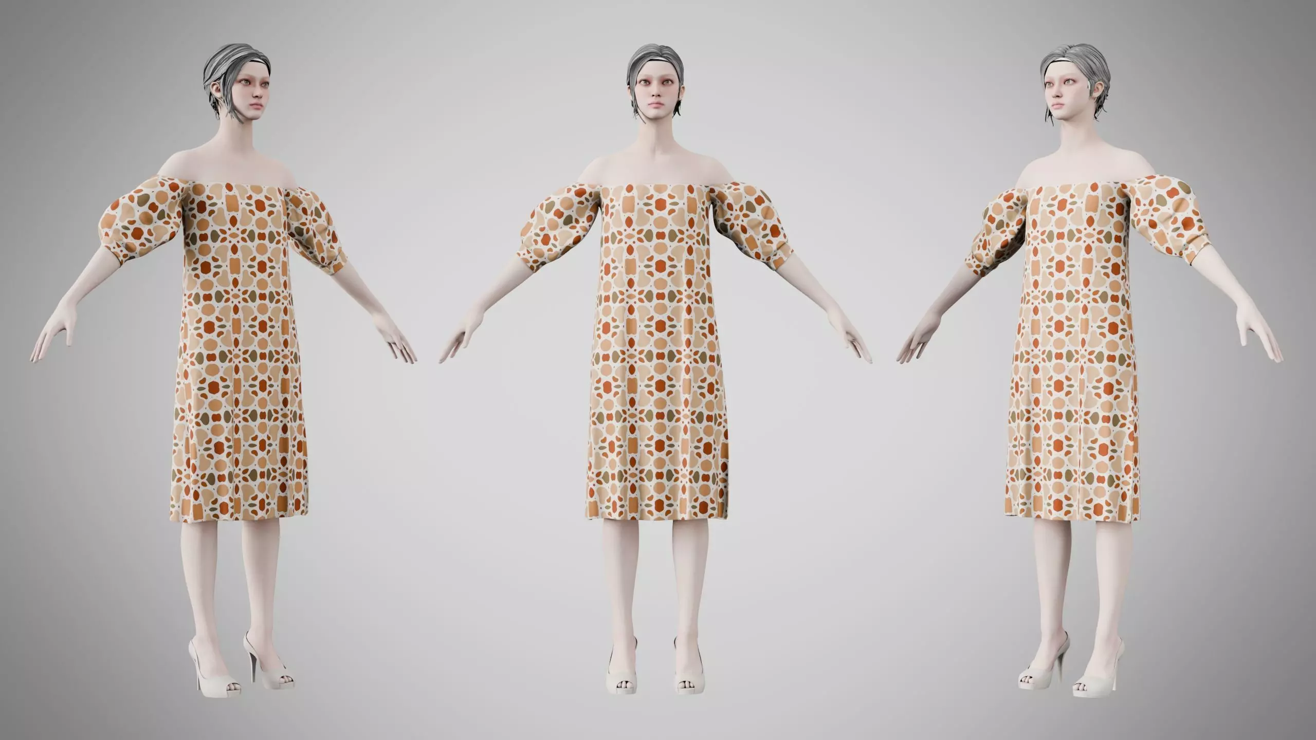 Dress 15 Terracotta Pebble Pattern Low-poly 3D model