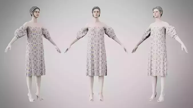 Dress 15 Whimsical Loop Mosaic Low-poly 3D model