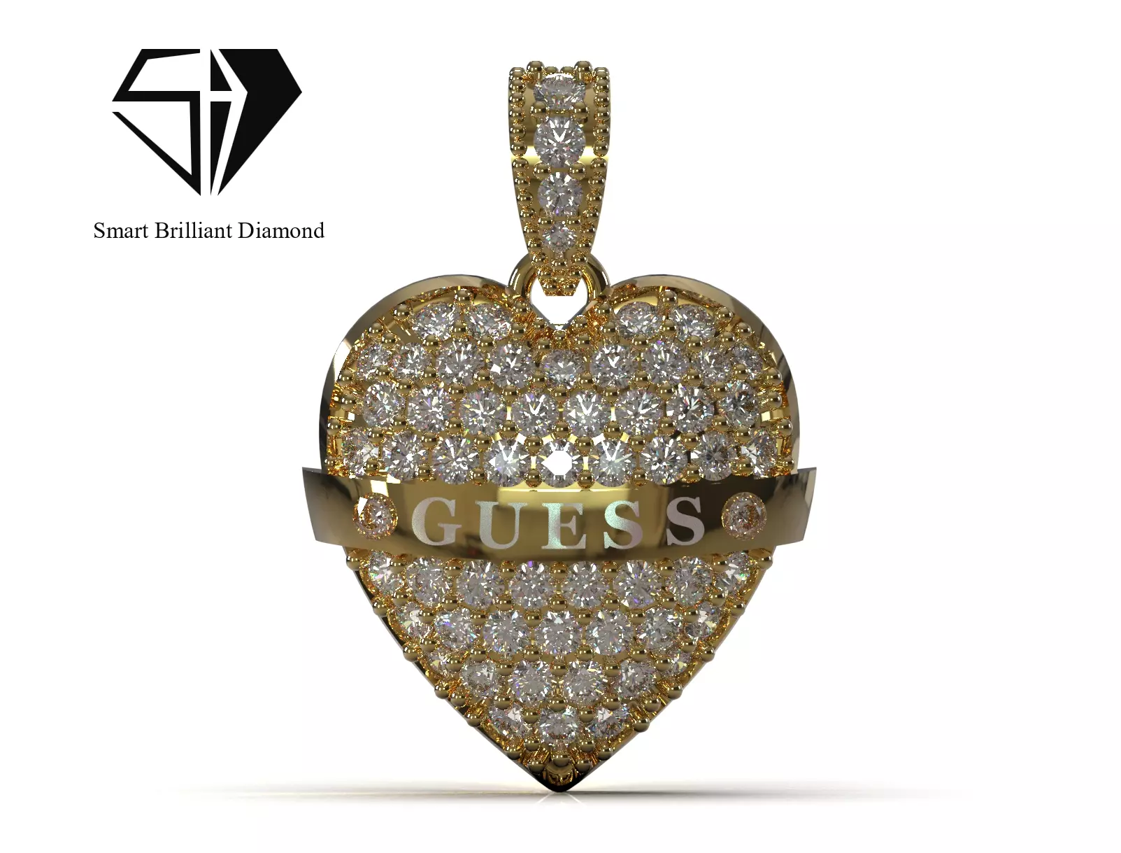 luxury printable CAD jewelry heart pendant model jp0410 3D print model