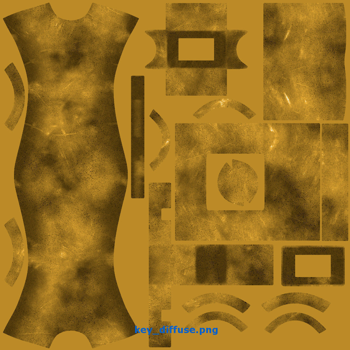 Key 3D golden 3D model_9
