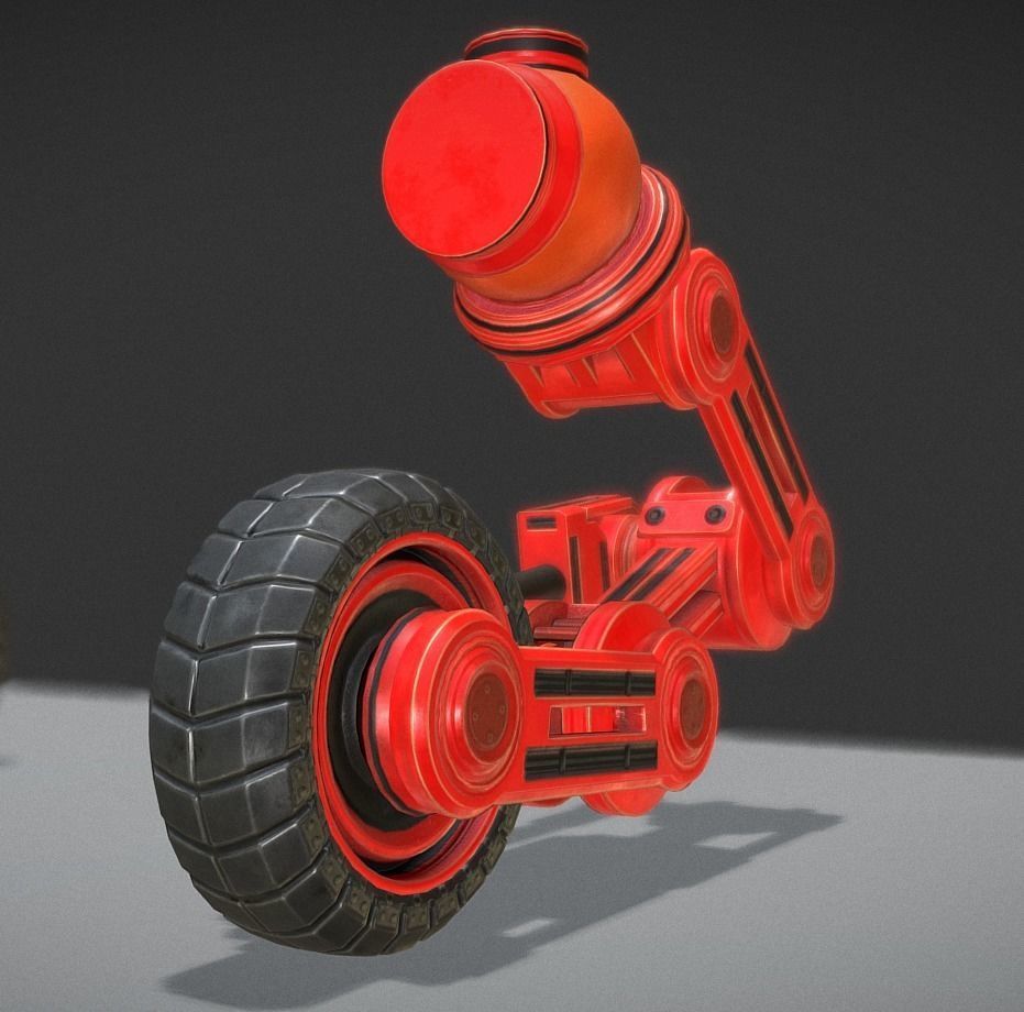 Hydraulic Suspension with Tires Neon Red Version Rigged Low-poly 3D model_3