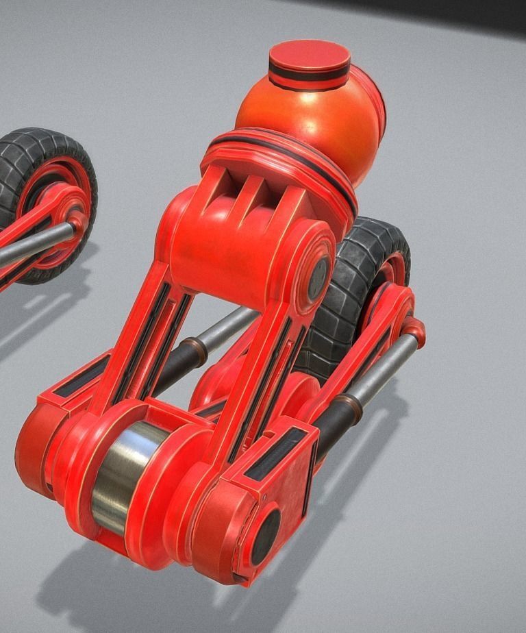 Hydraulic Suspension with Tires Neon Red Version Rigged Low-poly 3D model_4