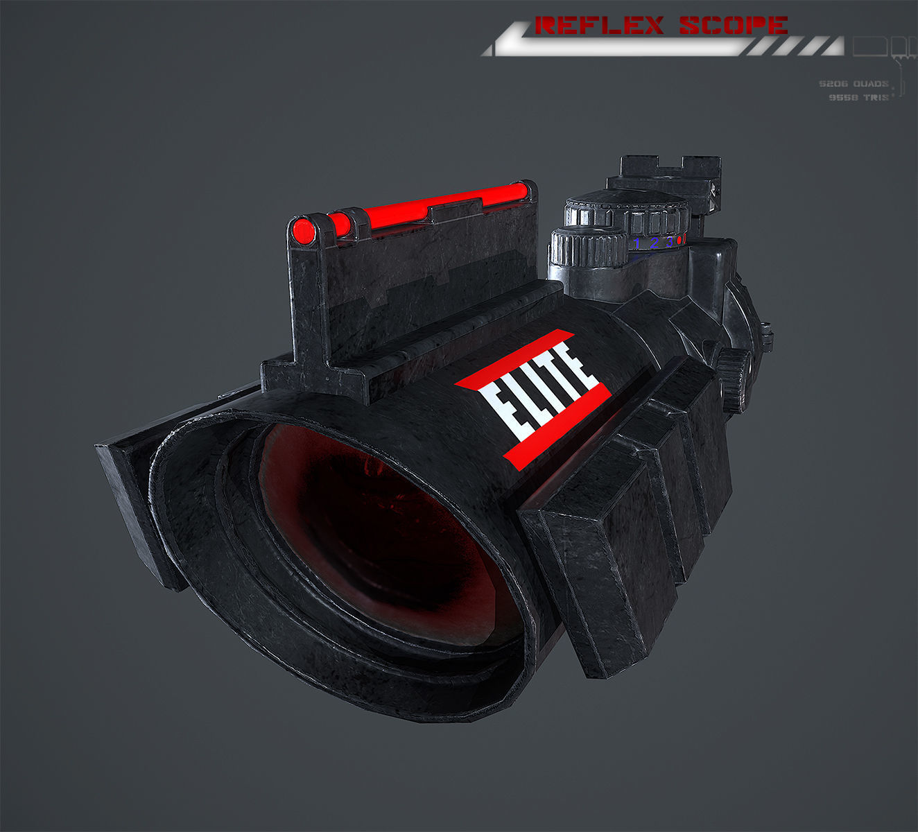 Reflex Scope Lowpoly Low-poly 3D model_7