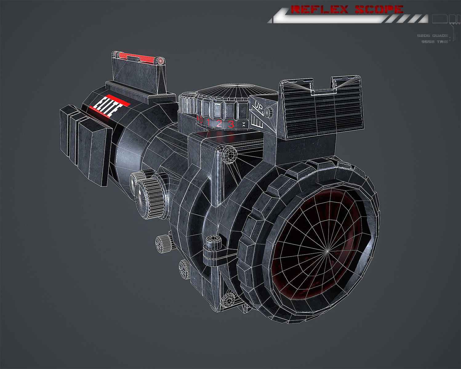 Reflex Scope Lowpoly Low-poly 3D model_4