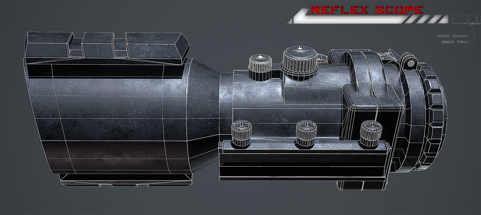 Reflex Scope Lowpoly Low-poly 3D model_12