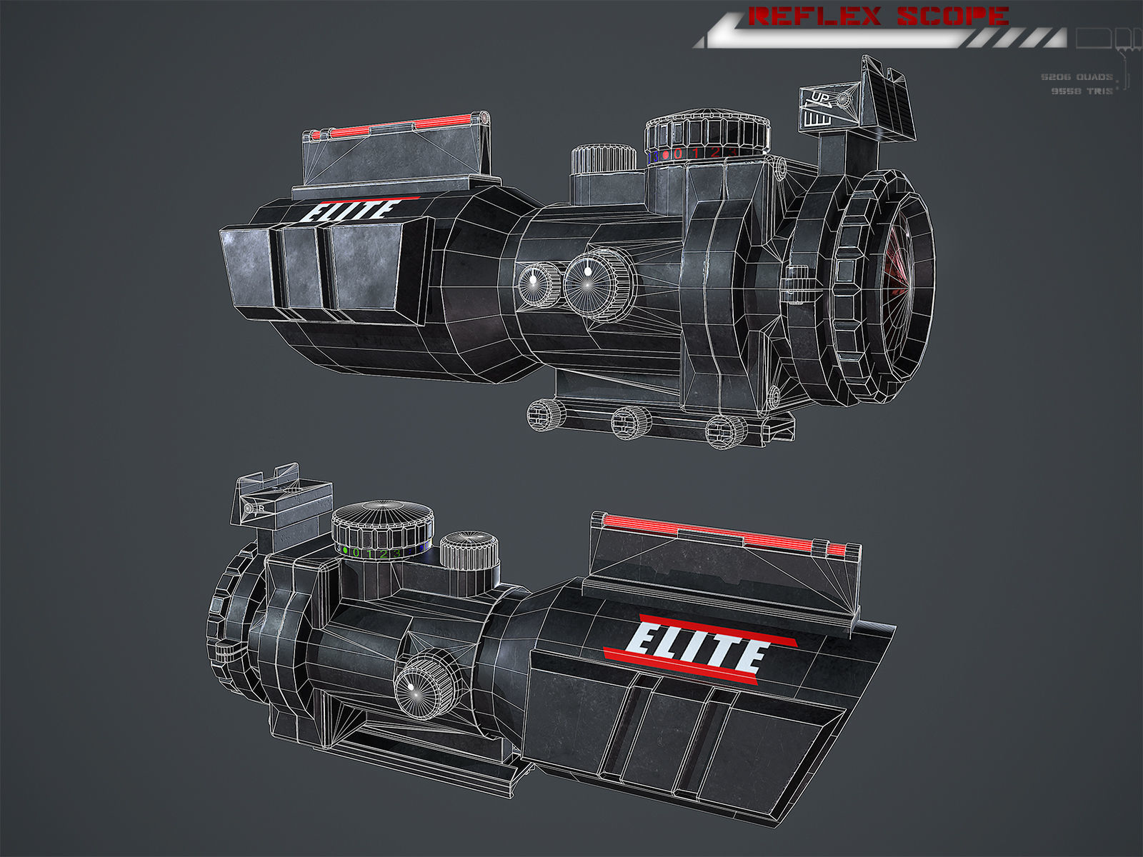 Reflex Scope Lowpoly Low-poly 3D model_2