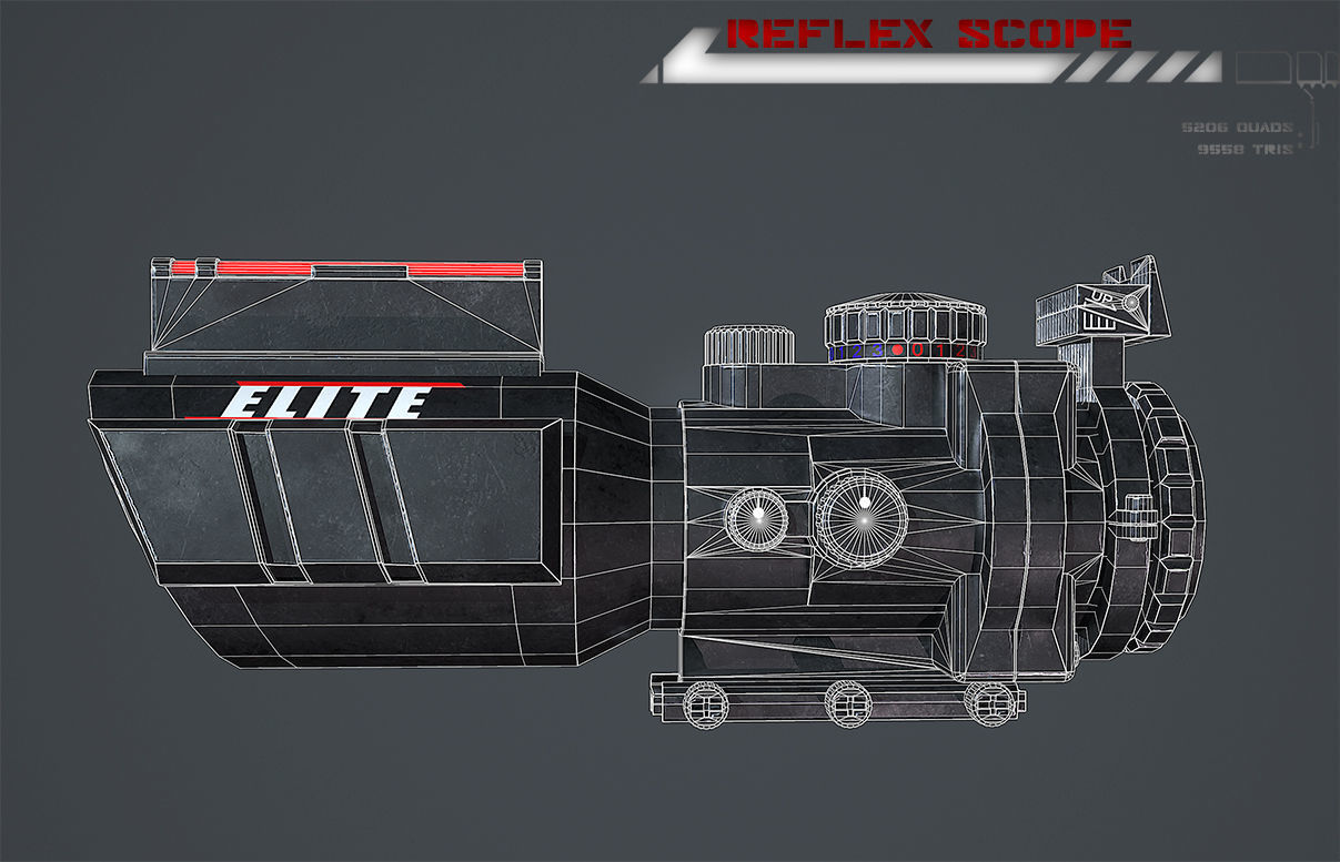 Reflex Scope Lowpoly Low-poly 3D model_10