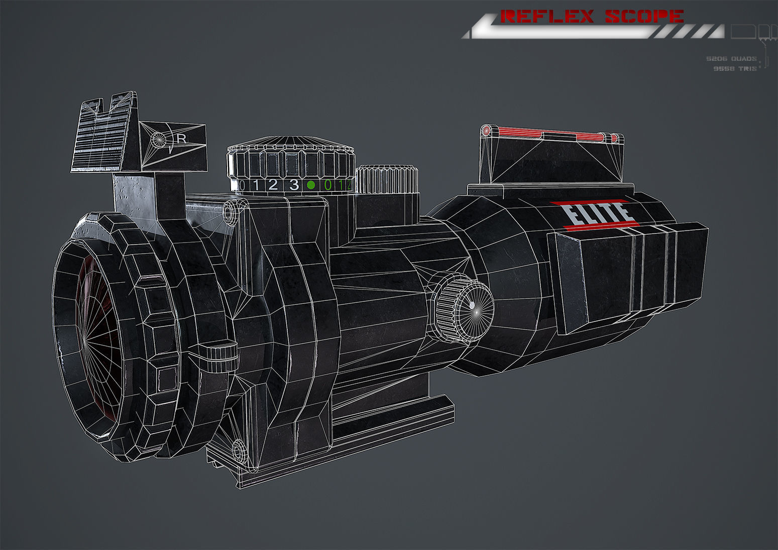 Reflex Scope Lowpoly Low-poly 3D model_6