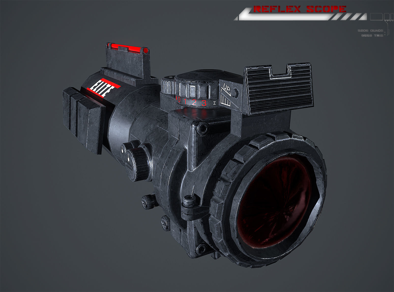 Reflex Scope Lowpoly Low-poly 3D model_3