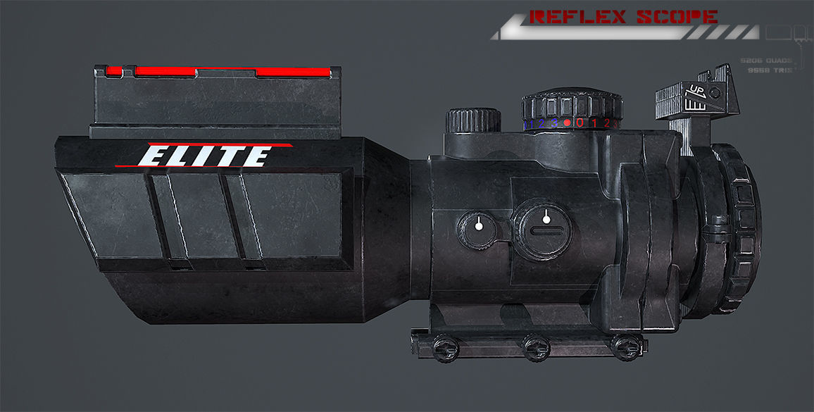 Reflex Scope Lowpoly Low-poly 3D model_9