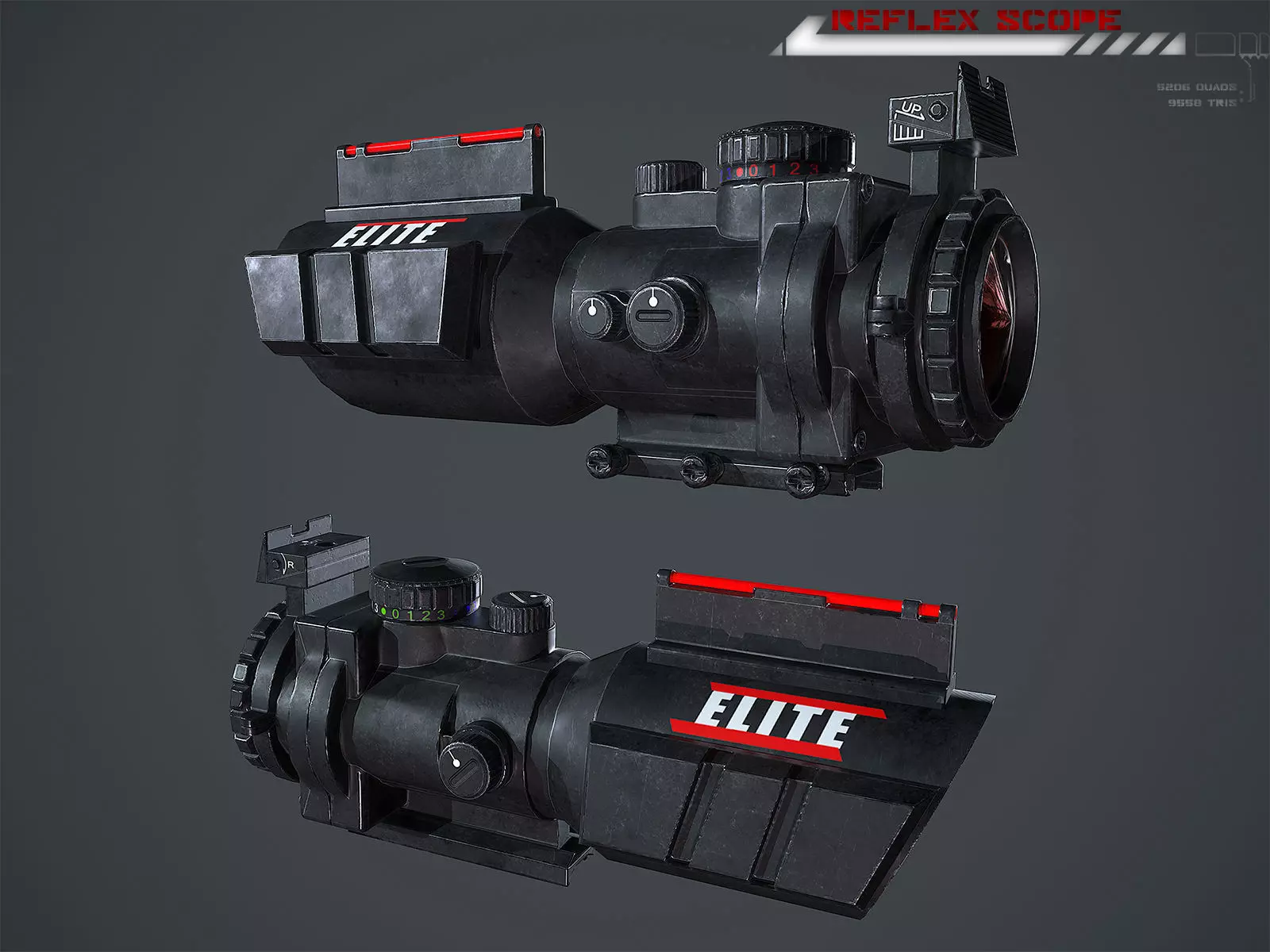 Reflex Scope Lowpoly Low-poly 3D model_0