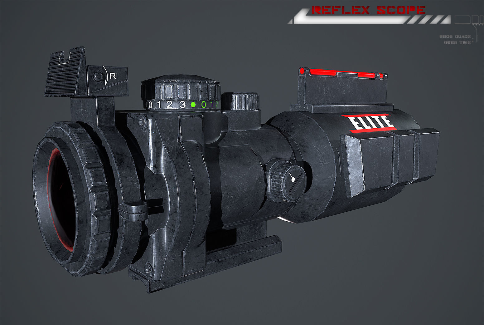 Reflex Scope Lowpoly Low-poly 3D model_5