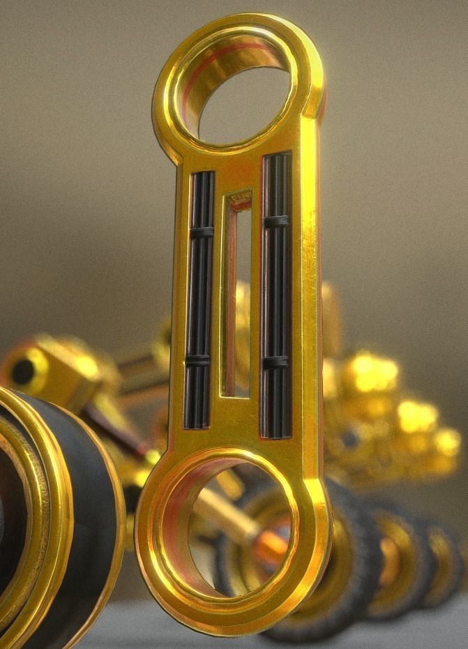 Hydraulic Suspension with Tires Yellow Version Rigged  Low-poly 3D model_6