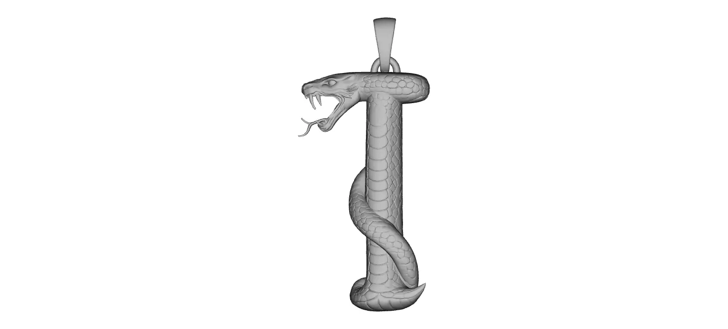 High Detail Snake Letter I Pendant Sculpted 3D Print Model 3D print model