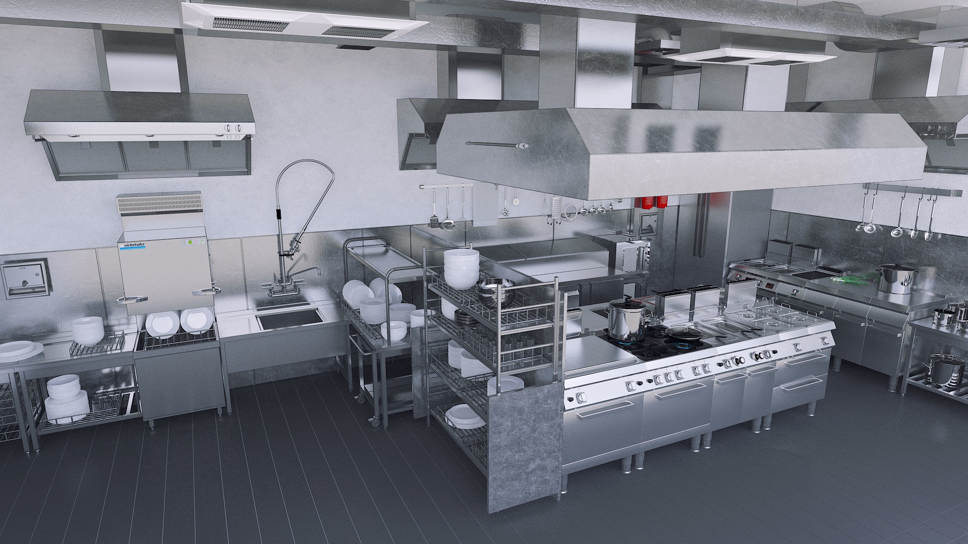 Commercial Kitchen v1 3D model_2