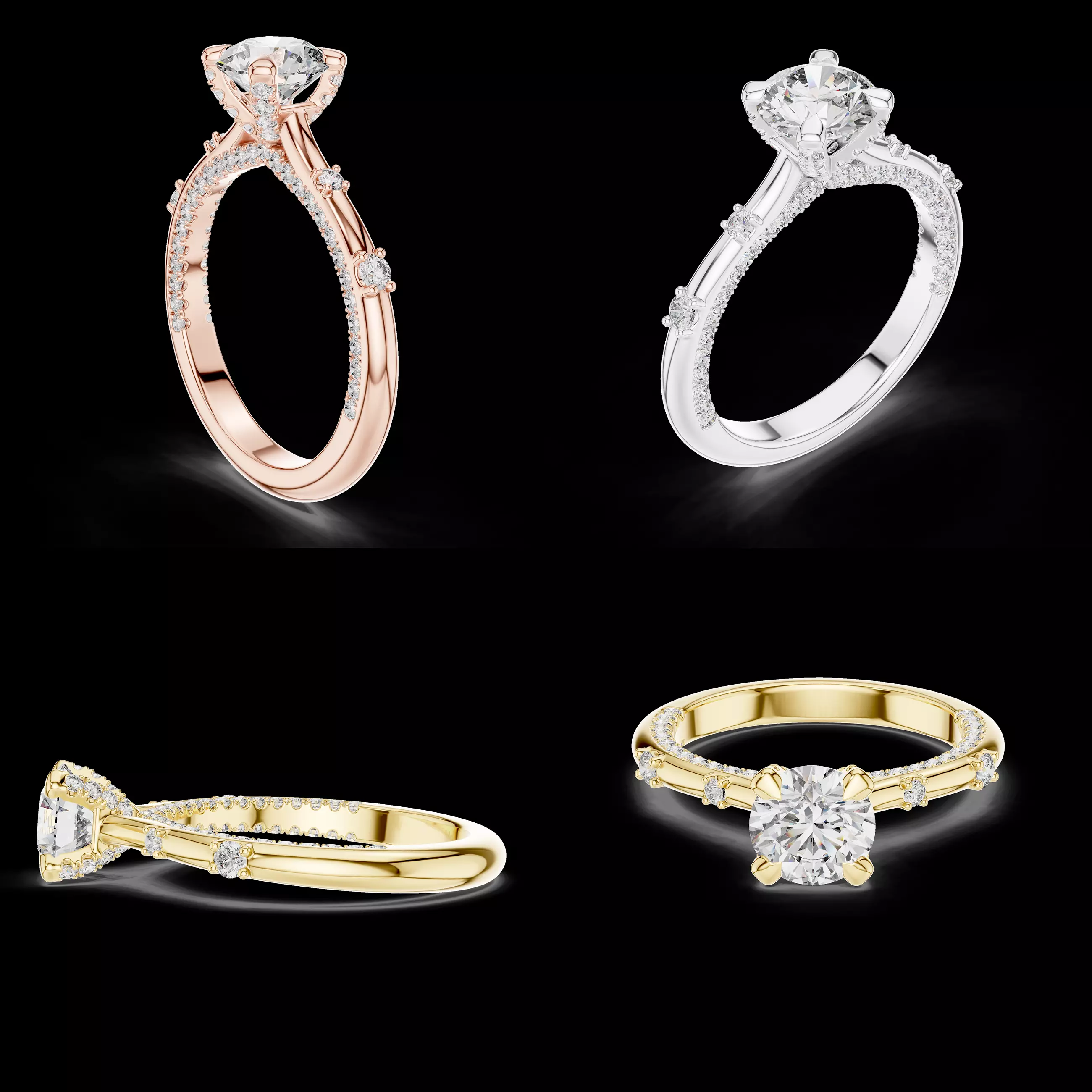 Round Diamond Solitaire Engagement Ring CAD Design 3DM STL 3D print model