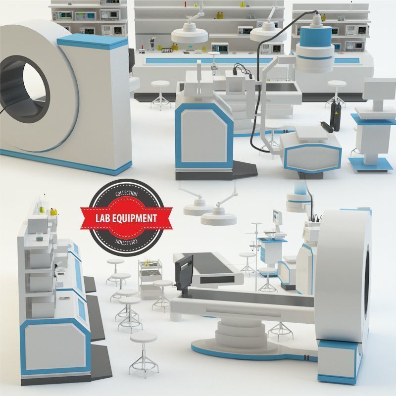 Lab equipment set 3 3D model_0